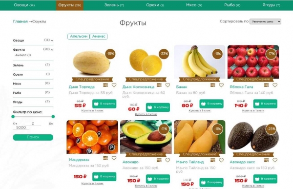 Каталог товаров в категории