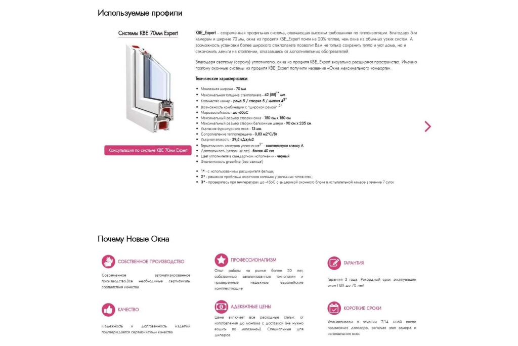 Описание профиля и преимуществ
